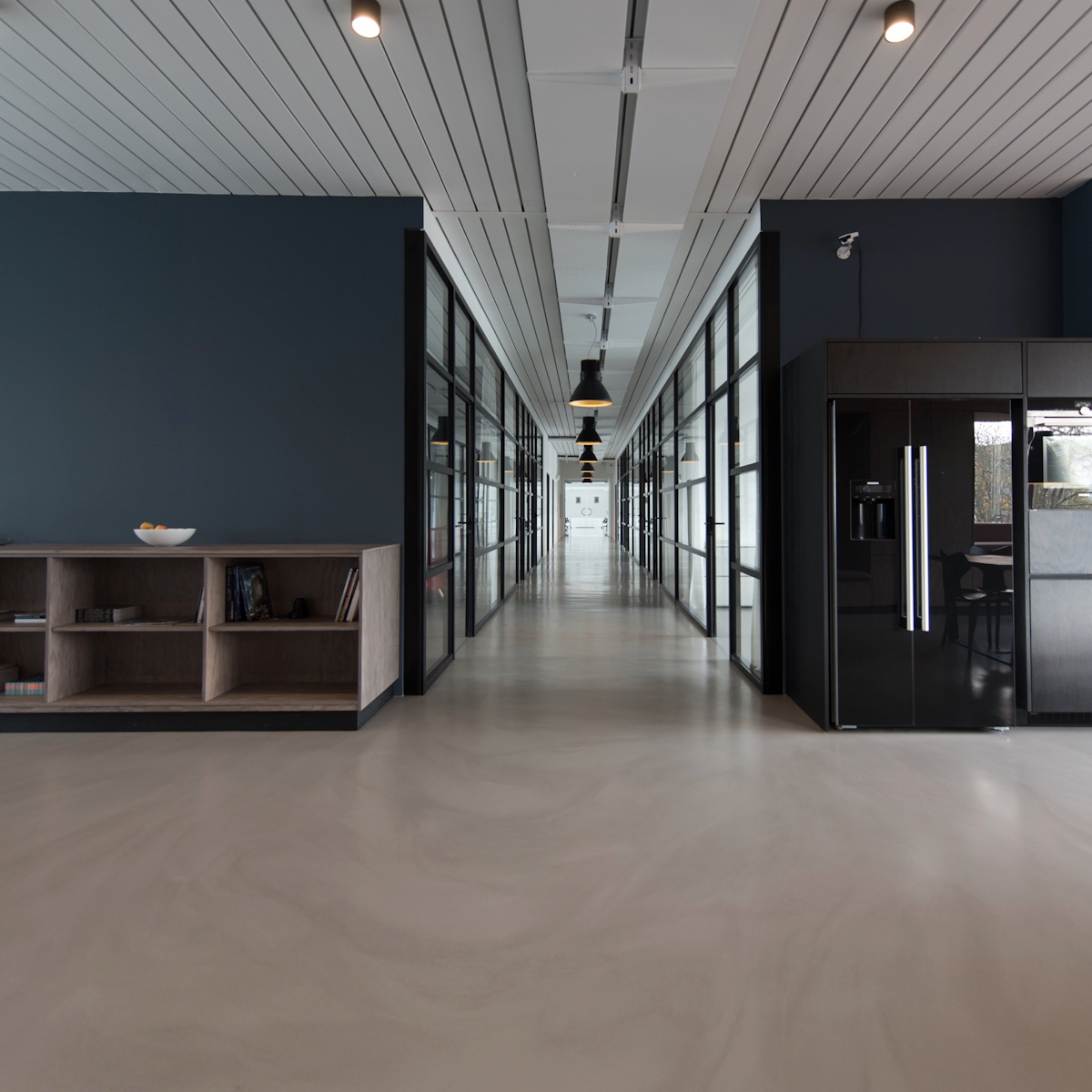 Bright modern office workspace with windows